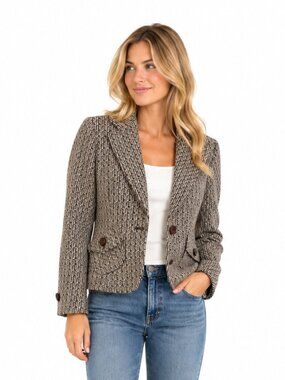 Ann Taylor LOFT Tweed Blazer Textured Wool Blend Jacket Size 6